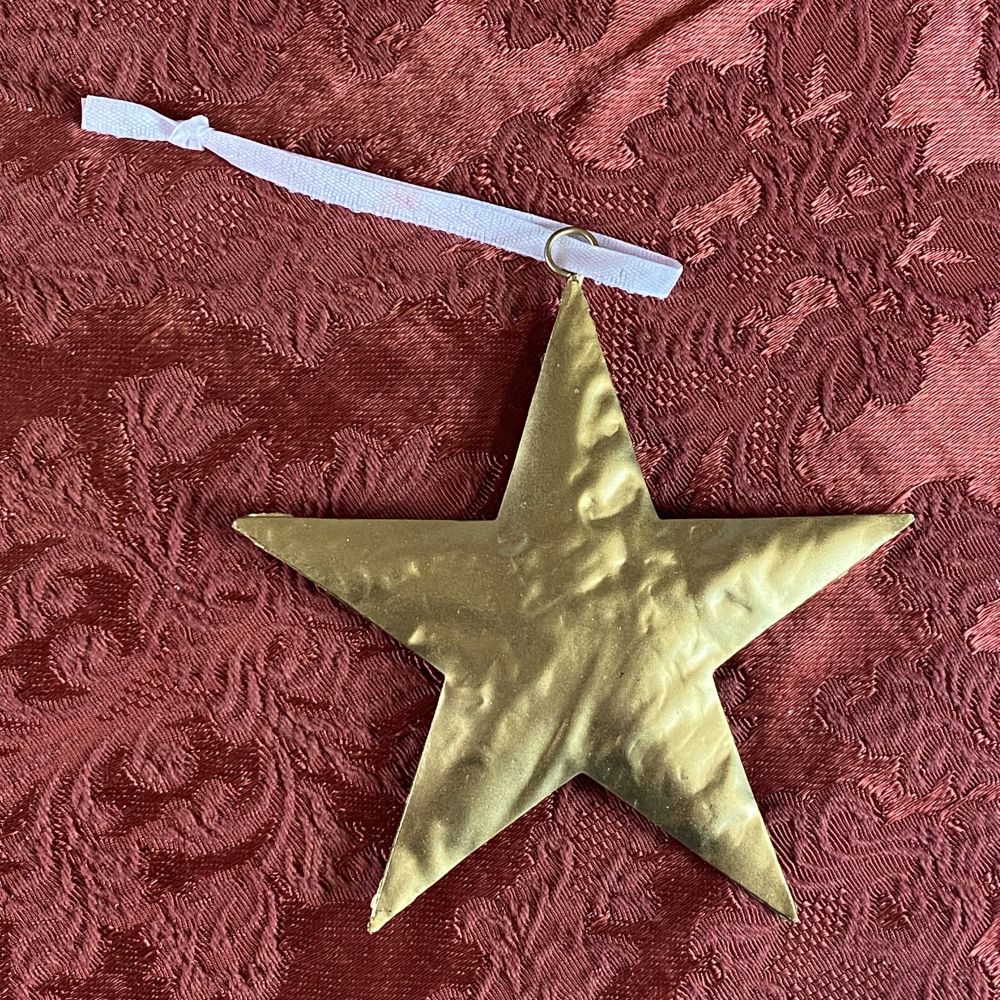 Weihnachtsbaumschmuck aus Metall / Stern GOLD gehämmert / Handarbeit