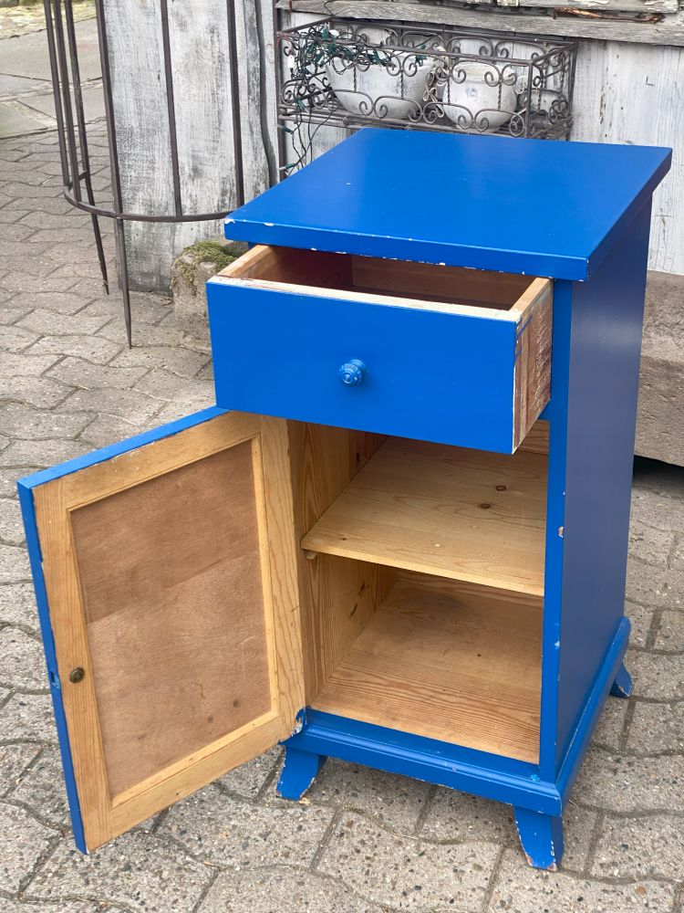 Nachtschrank BLAU / antik / unrestauriert