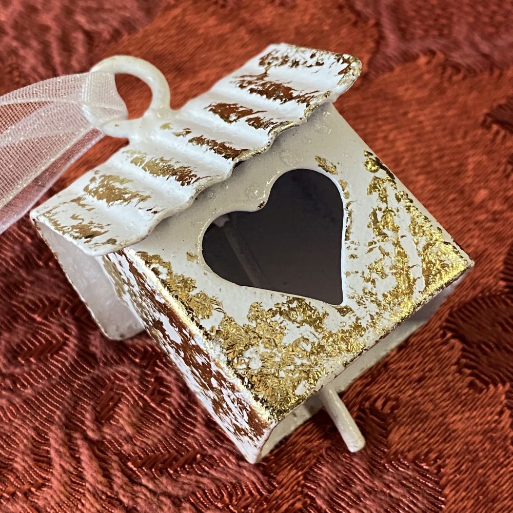 Häuschen / Klocke aus Metall / Weihnachtsbaumschmuck / Handarbeit