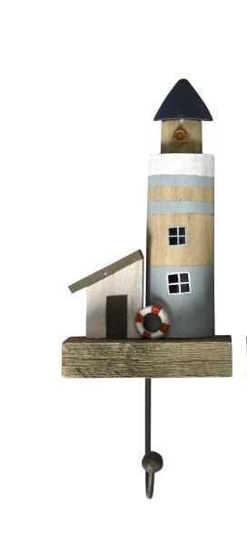 Garderobenhaken „Leuchtturm“ – maritime Wandgarderobe aus Holz