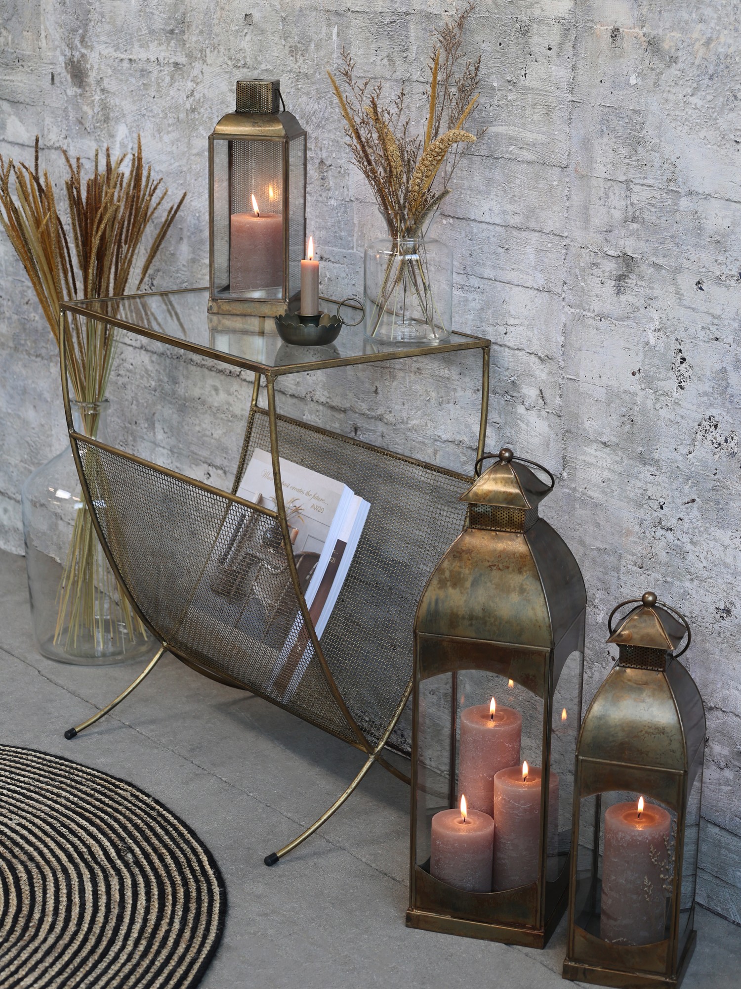 Magazinhalter m. Glasplatte von Chic Antique