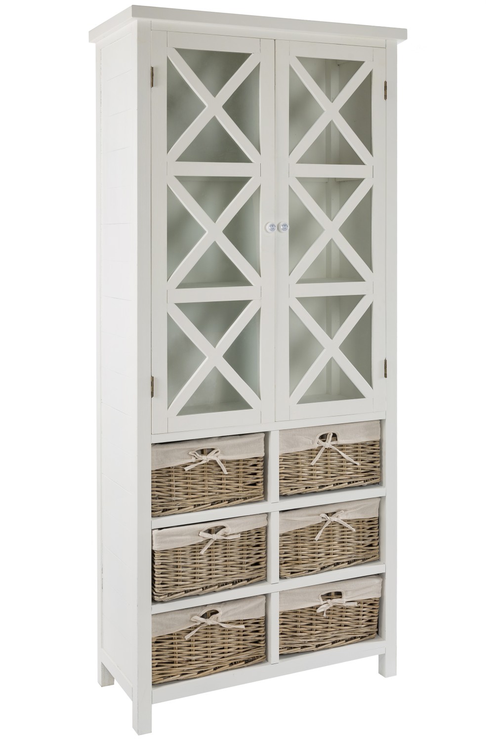 Vitrine Marina, mit Rattan Körben