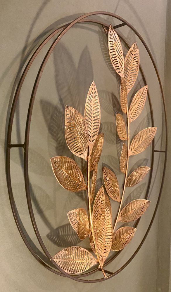 Wanddekoration Wandbild Blattwerk Novey schwarz/gold / Metall