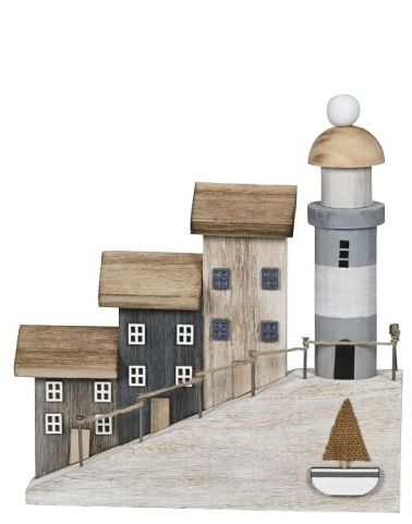 ⚓ Maritime Deko-Häuser mit Leuchtturm – Modell 1