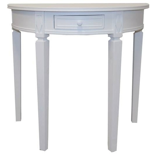 Halbrunder Tisch Elegance mit Schublade , weiß