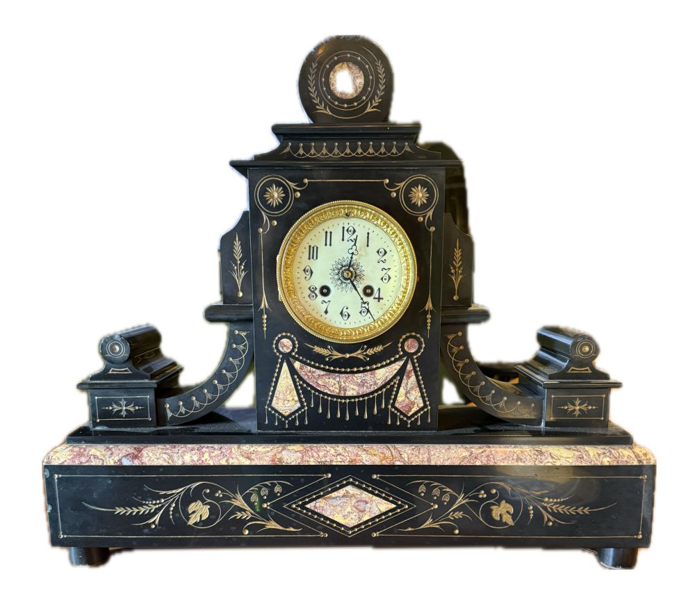 Antike Kaminuhr aus Marmor – um 1880, mechanisch