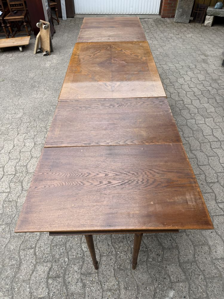 Antiker Kulissentisch um 1920 – Eiche – ausziehbar von 130 bis 350 cm – DIY