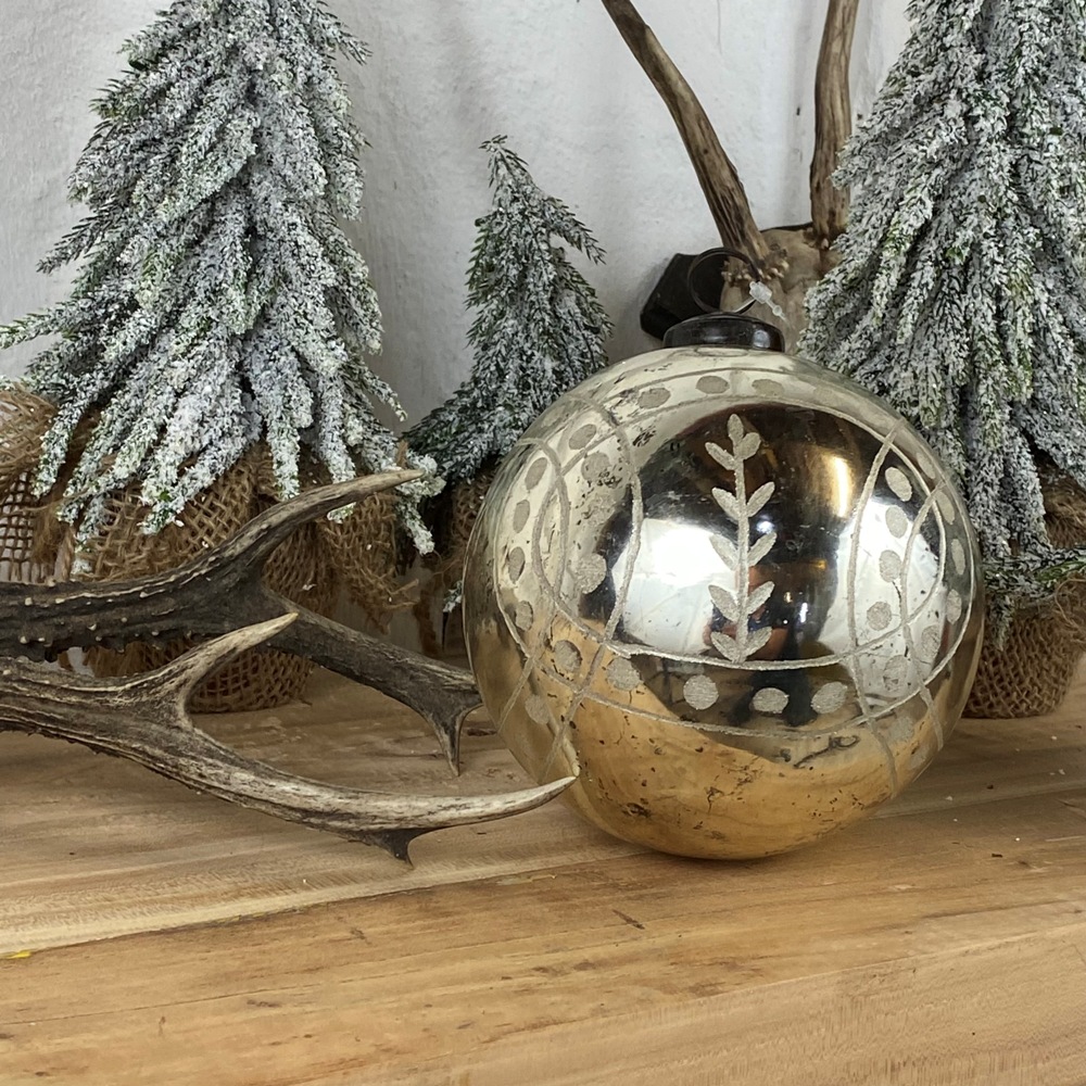Weihnachtskugel antiksilber 10 cm
