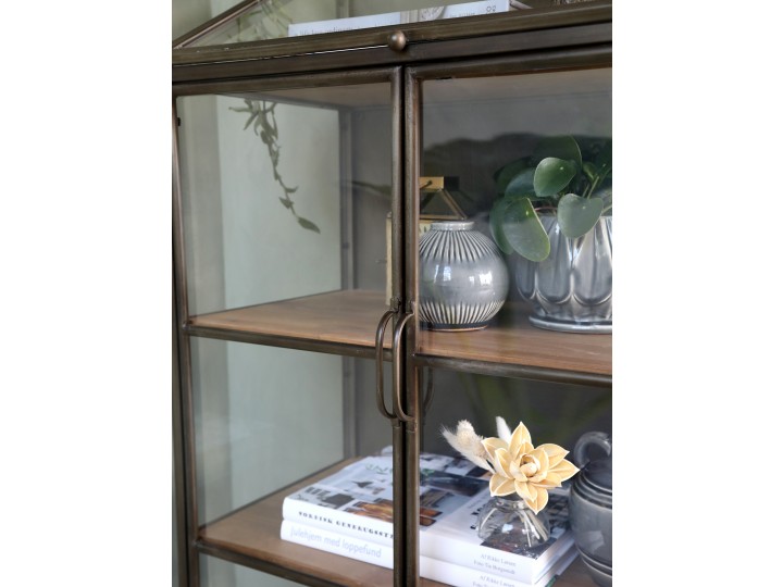Glasschrank mit 4 Holzfächern