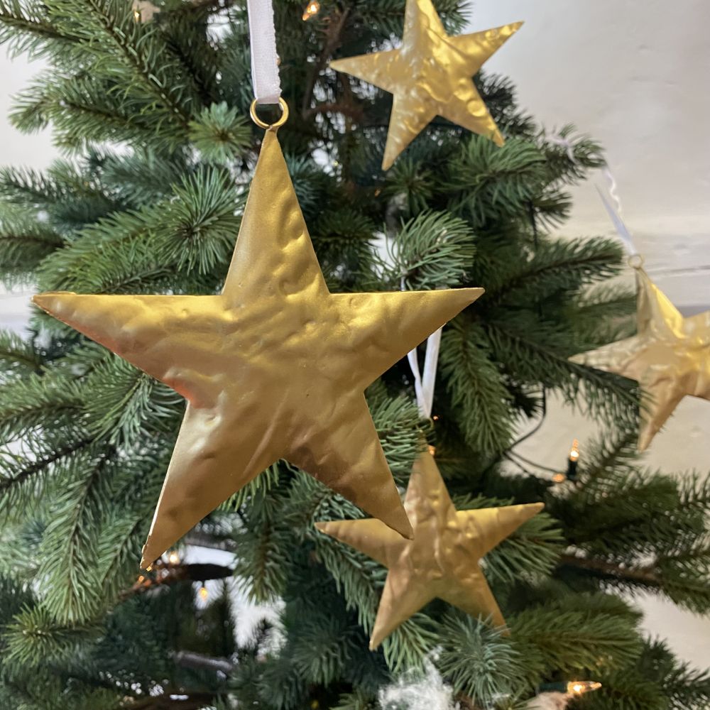 Weihnachtsbaumschmuck aus Metall / Stern GOLD gehämmert / Handarbeit