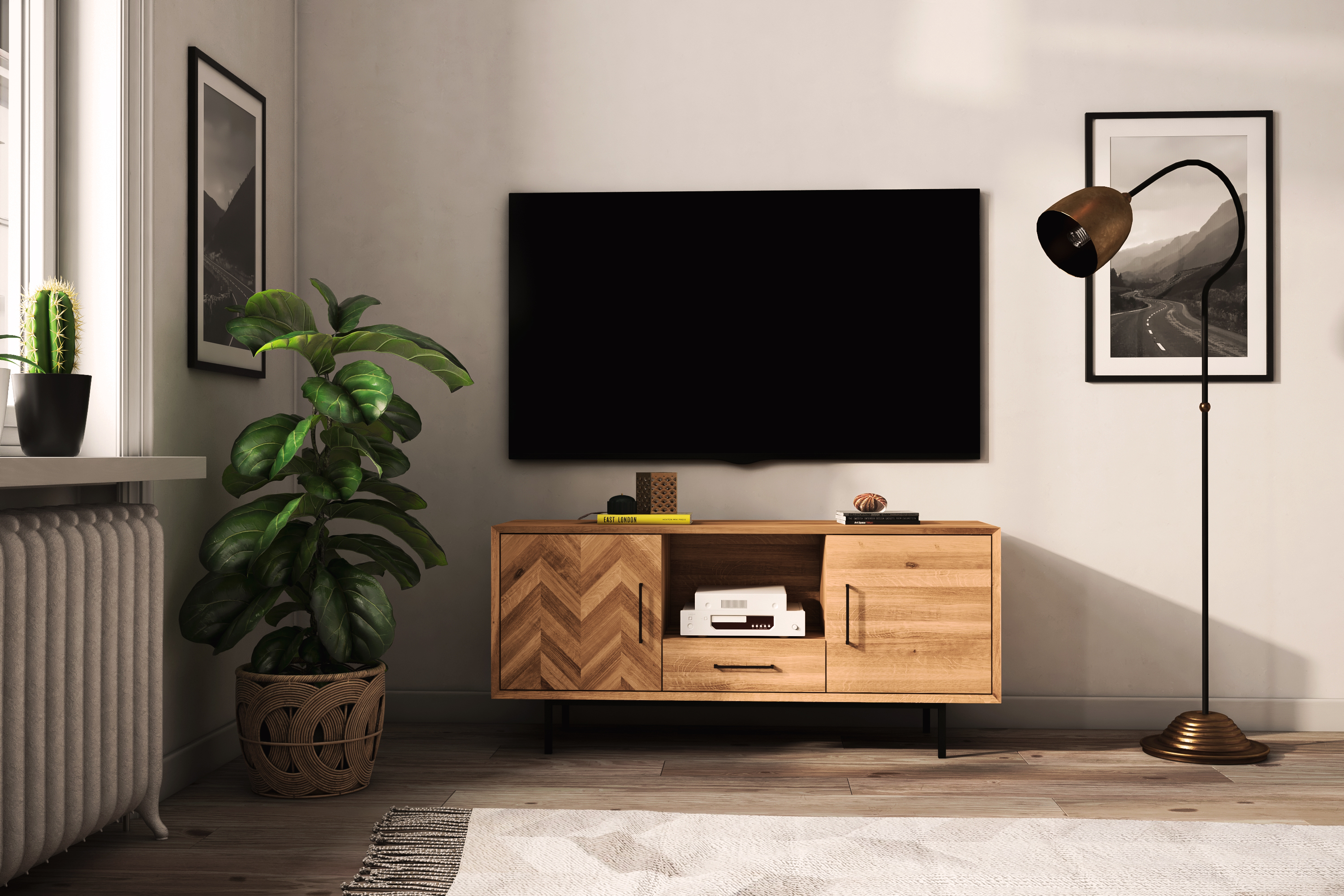 Sideboard mit 2 Türen & Freifach & Schublade / Abies 2725