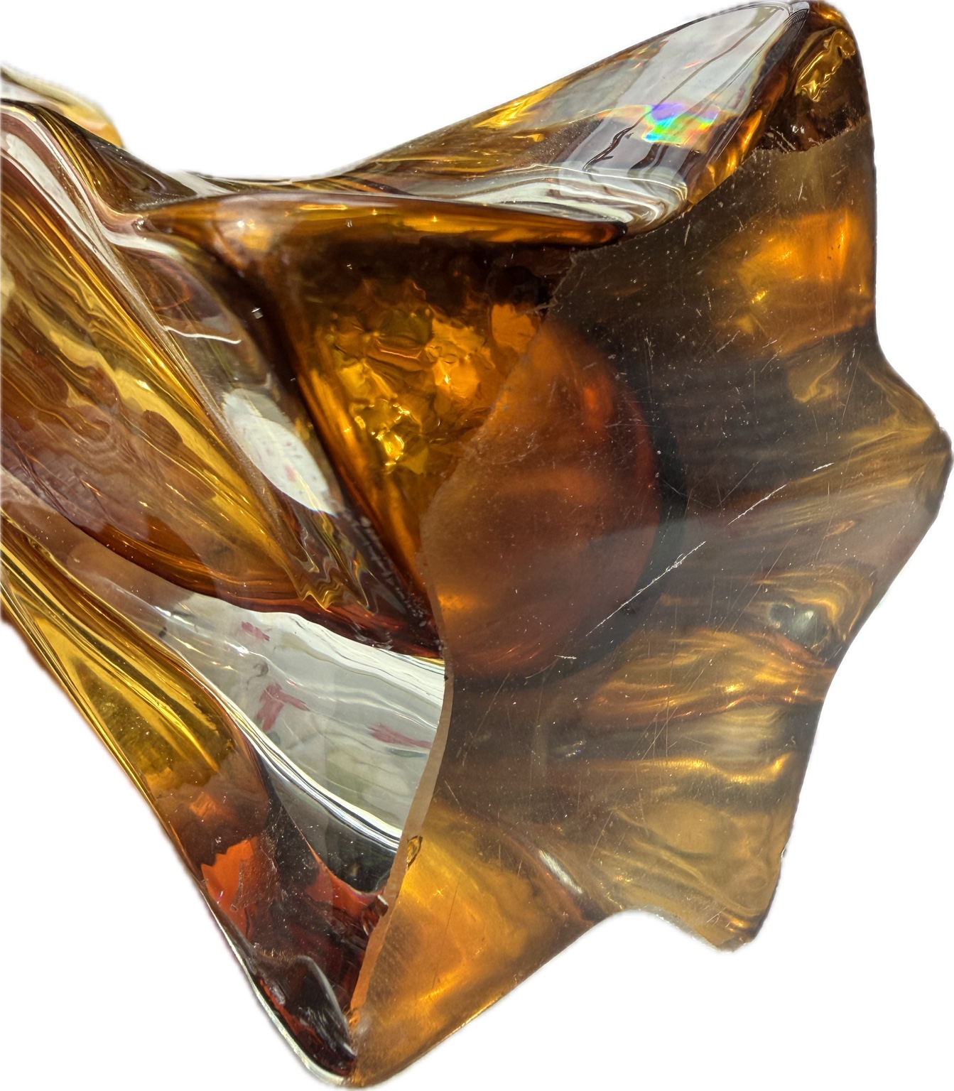 Aurum Crystal Bohemia Kristallvase „MOZART“ – Bernsteinfarbenes Bleikristall – Designvase 30 cm
