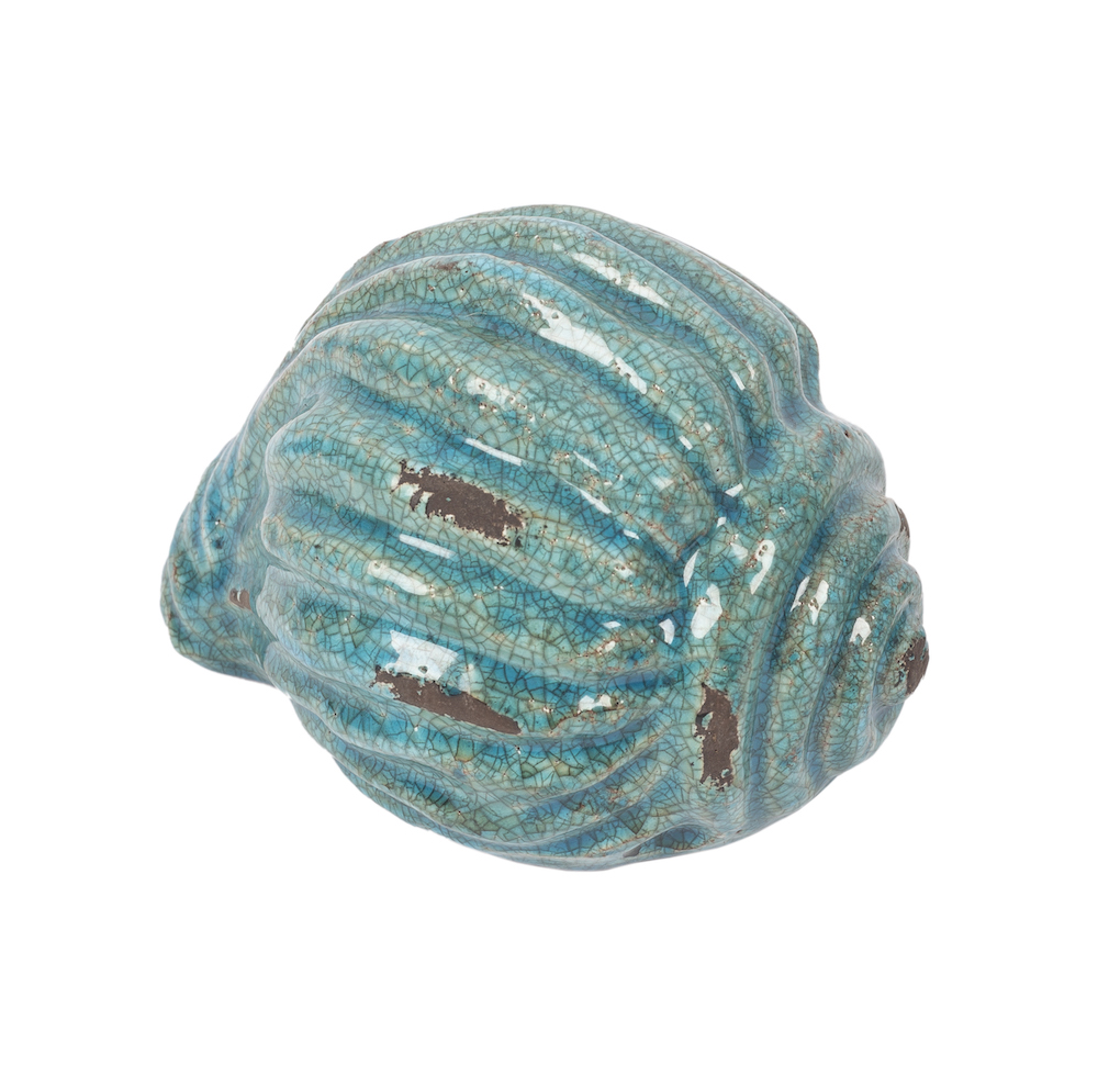 Schnecke aus Steingut / türkis