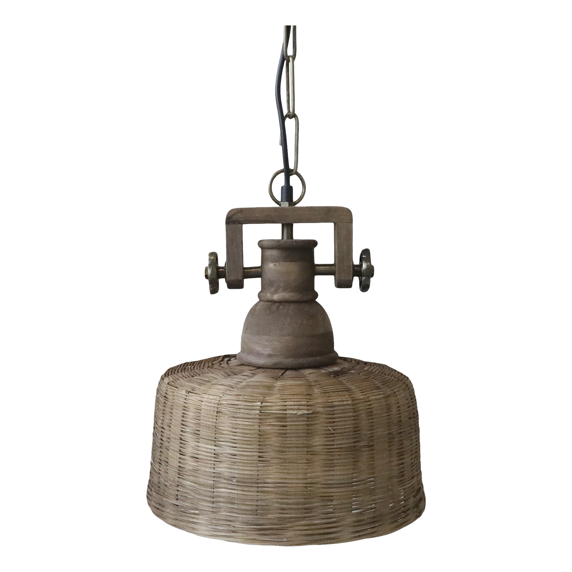 Lampe aus Rattangeflecht & Mangoholz Chic Antique / Durchmesser 31 cm