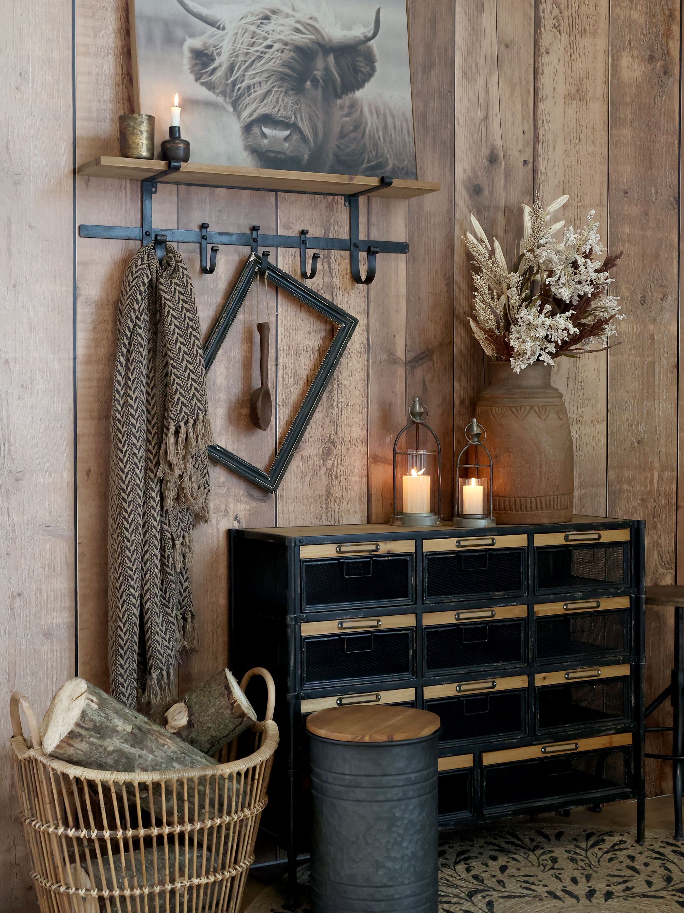 Chic Antique Factory Kommode mit 11 Schubladen – Industrial Vintage Schwarz
