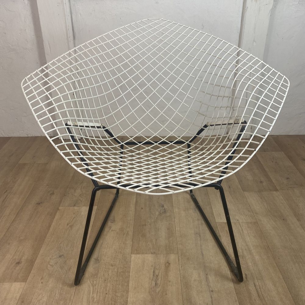 Diamond Sessel Knoll Bertoia diamond chair Weiss mid century design / 50er -60er Jahre