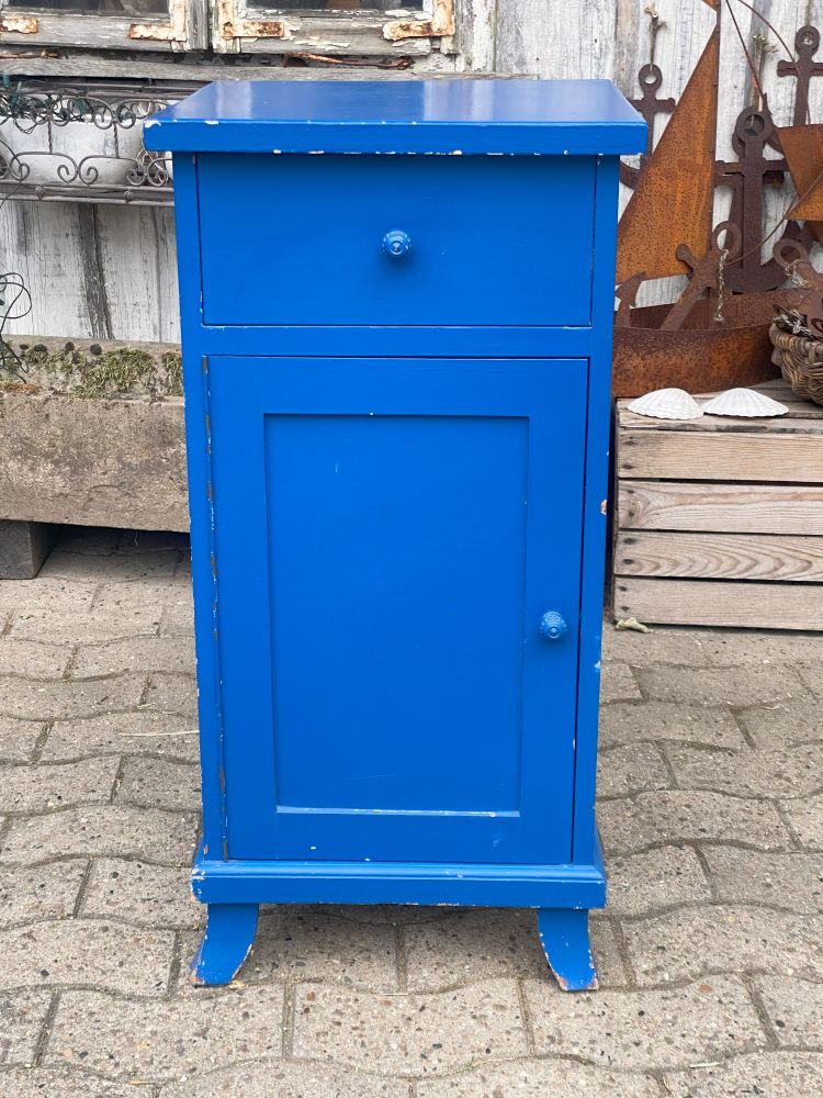 Nachtschrank BLAU / antik / unrestauriert