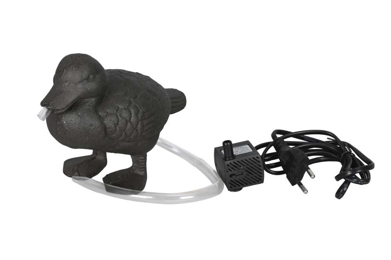 Plätscher-Ente – Wasserspeier aus Gusseisen mit Pumpe