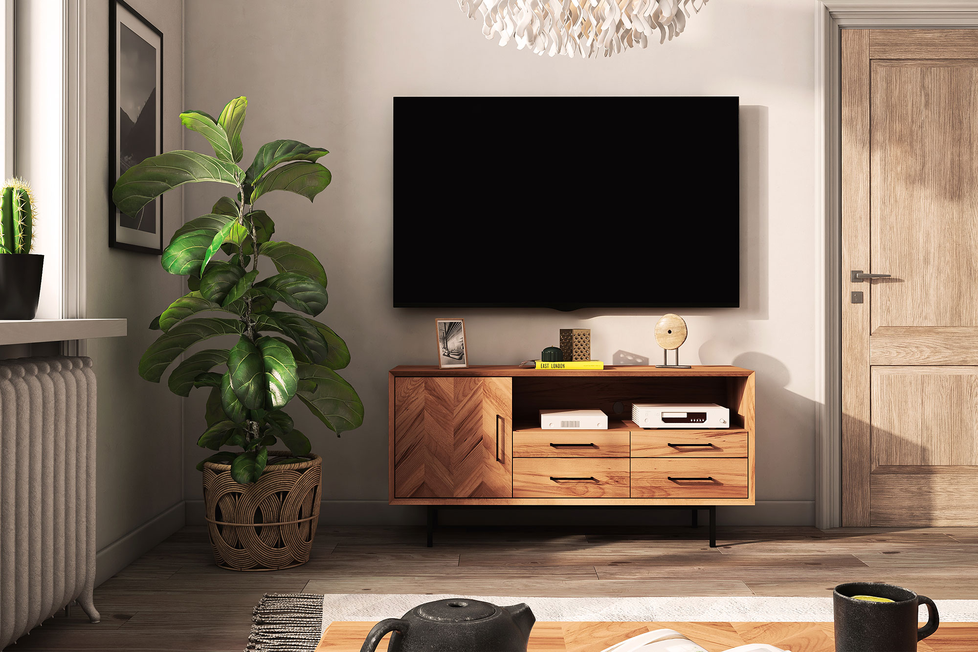 Sideboard 4 Schubladen & Tür & Fach / Abies 2727