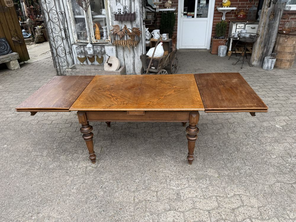 Antiker Kulissentisch um 1920 – Eiche – ausziehbar von 130 bis 350 cm – DIY