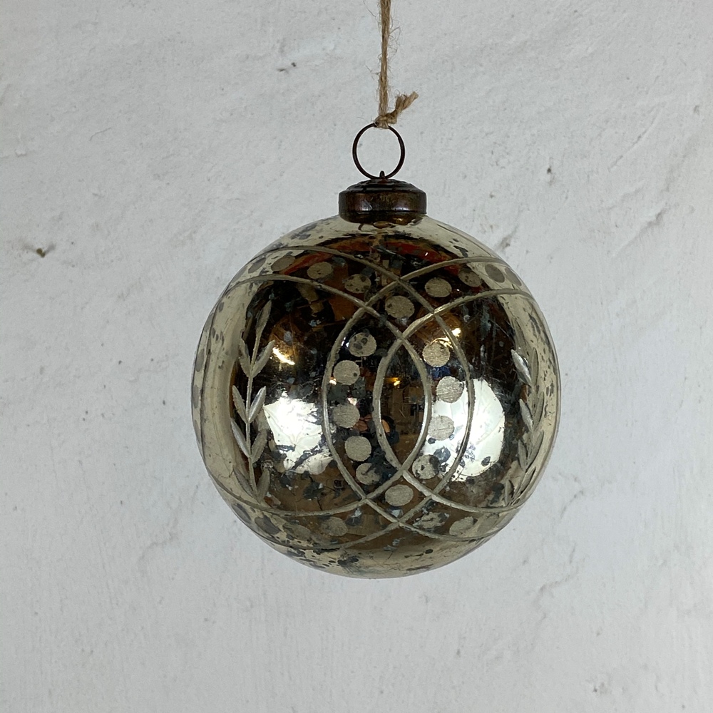 Weihnachtskugel antiksilber 10 cm