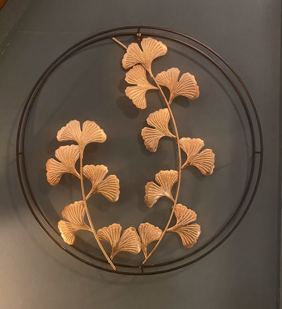 Wanddekoration Wandbild Ginkgoblatt Novey schwarz/gold / Metall