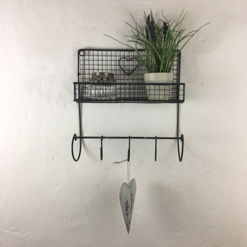 Wandregal  "ODORE" mit Haken und Herzchen