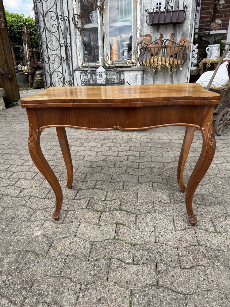 Antiker Spieltisch Louis Philippe um 1870 – Mahagoni, ausziehbar mit Klappplatte