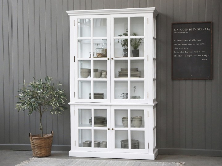 Vitrinenschrank 4 Türen / weis