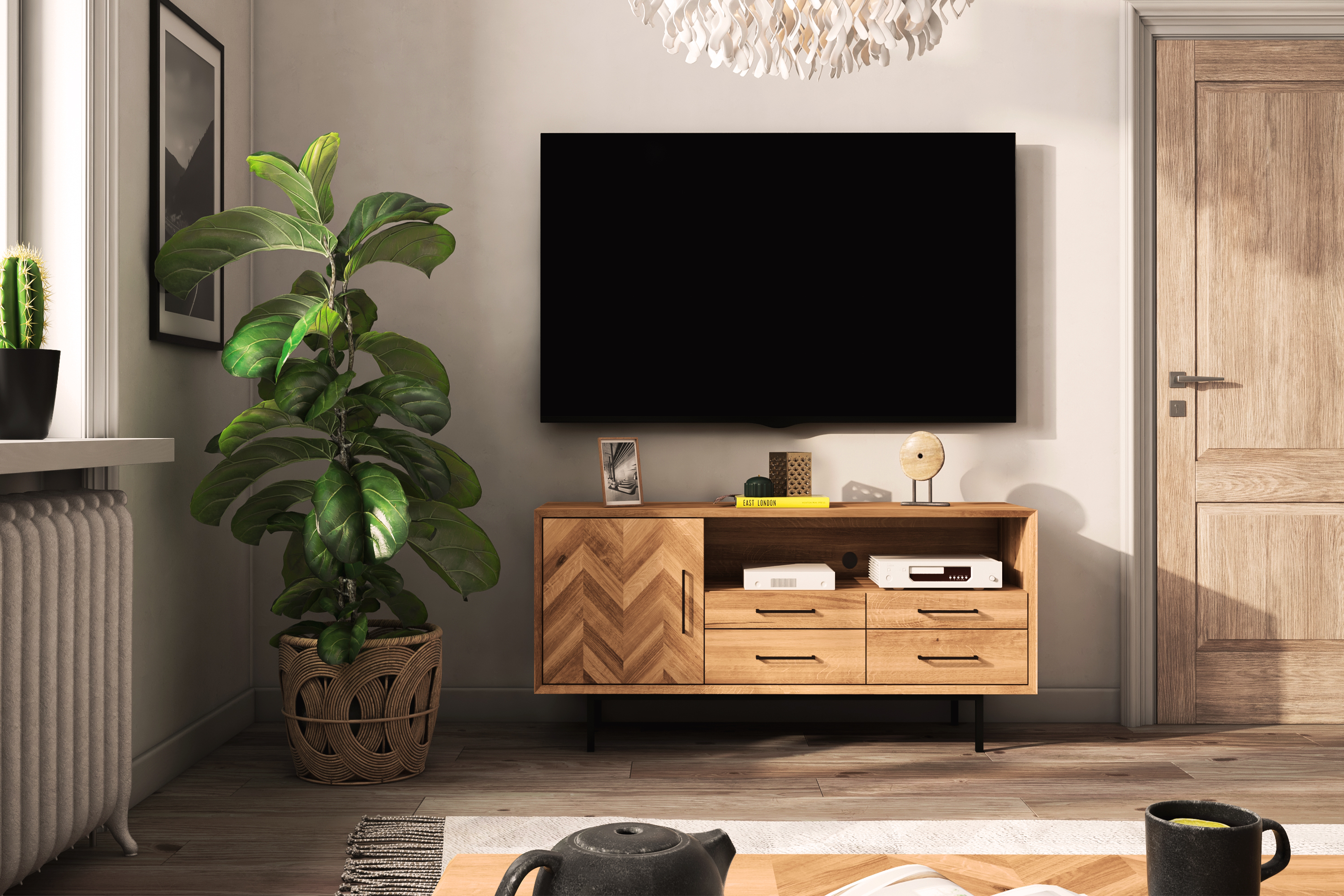 Sideboard 4 Schubladen & Tür & Fach / Abies 2727