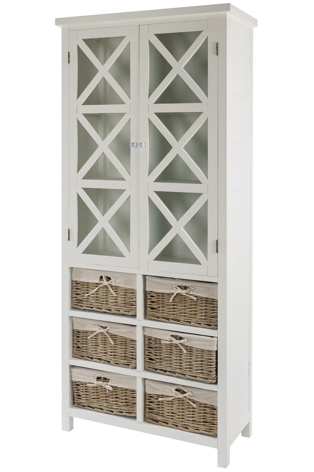 Vitrine Marina, mit Rattan Körben