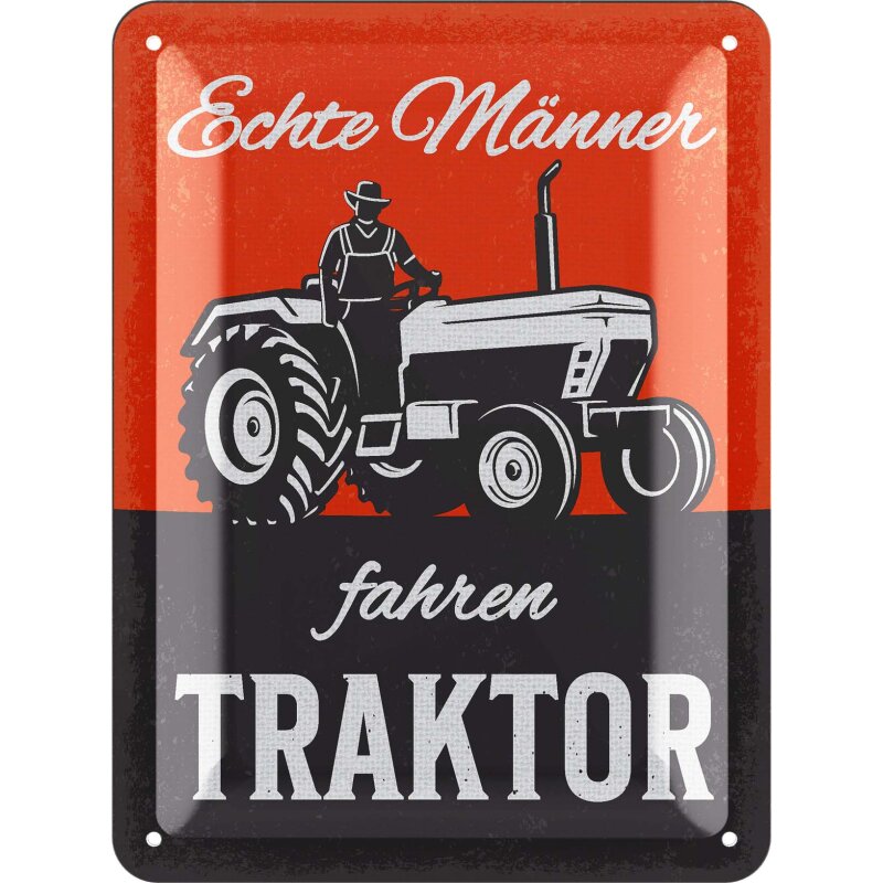 Blechschild „Echte Männer fahren Traktor“ – Retro Metallschild 15 x 20 cm