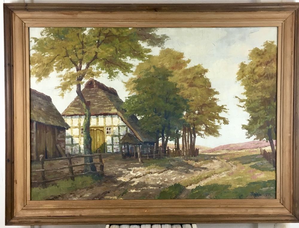 Landschaft mit Fachwerkhaus / Franz van der Glas (1878 - 1964)