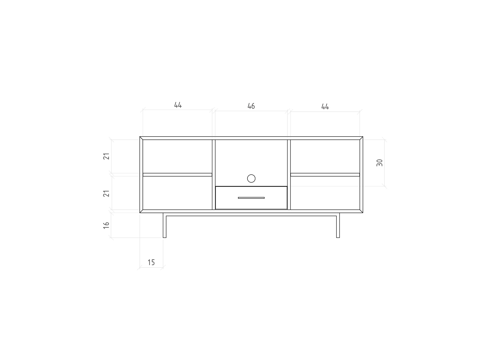 Sideboard mit 2 Türen & Freifach & Schublade / Abies 2725