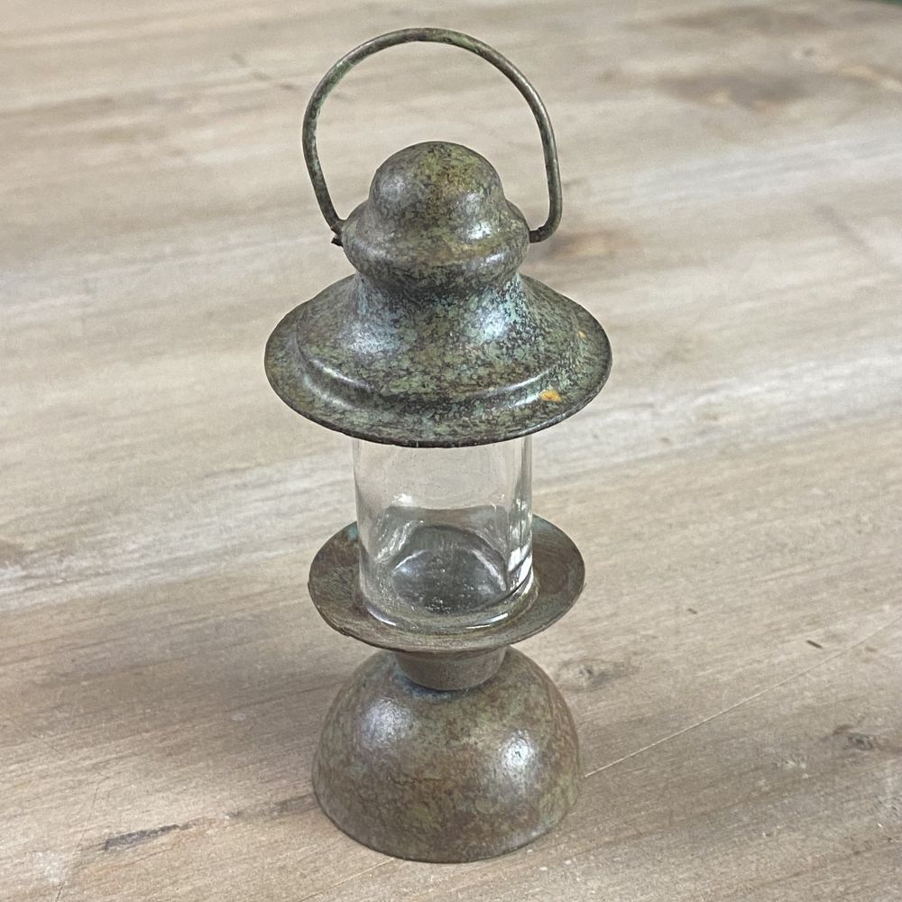 Weihnachtbaumschmuck/  Hängedeko Laterne aus Blech antik patiniert