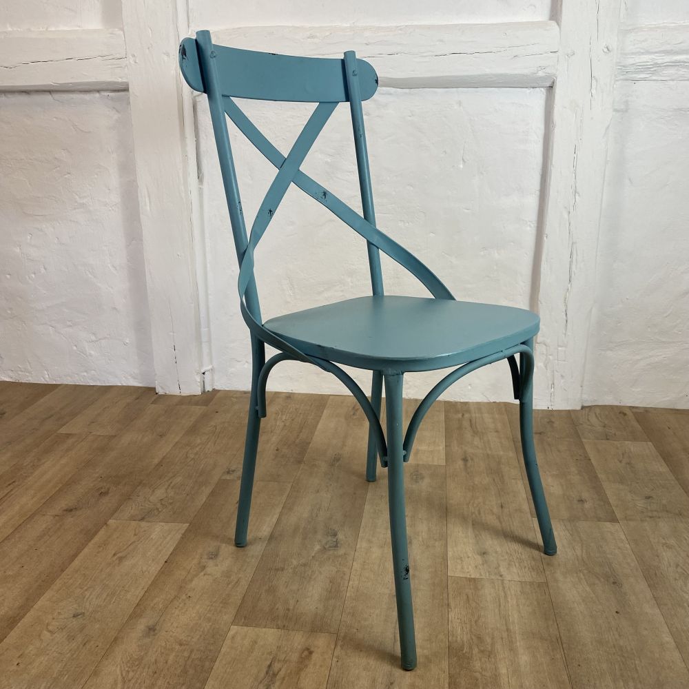 Metallstuhl "LARA BLUE" / VINTAGELOOK patiniert 