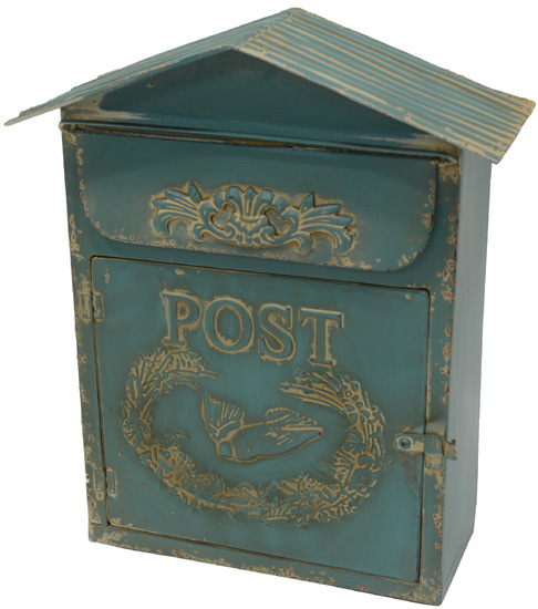 Postkasten "MICHEL" aus Metall/ antikgrün lackiert