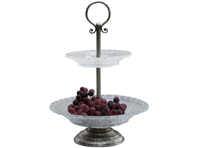 Etagere mit 2 Glasschalen
