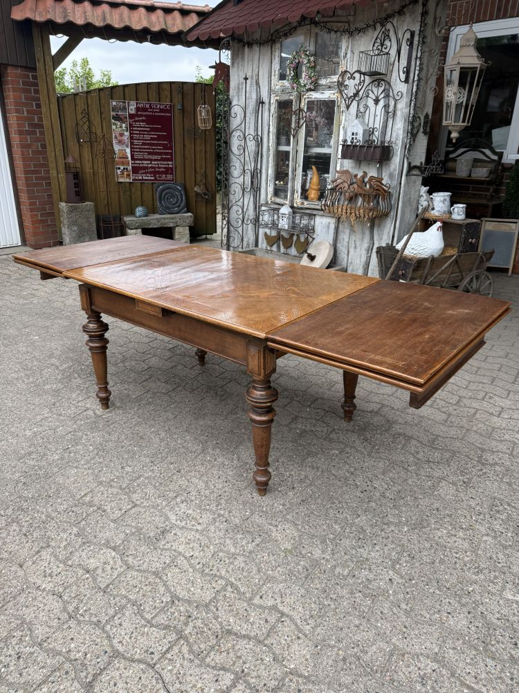 Antiker Kulissentisch um 1920 – Eiche – ausziehbar von 130 bis 350 cm – DIY