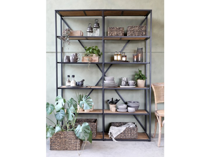 Industrial-Doppelregal mit Holzböden Chic Antique