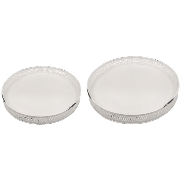 Tablett Set/2 im Vintagelook, weiß, Metall, 26x26x4 cm, 31x31x4 cm