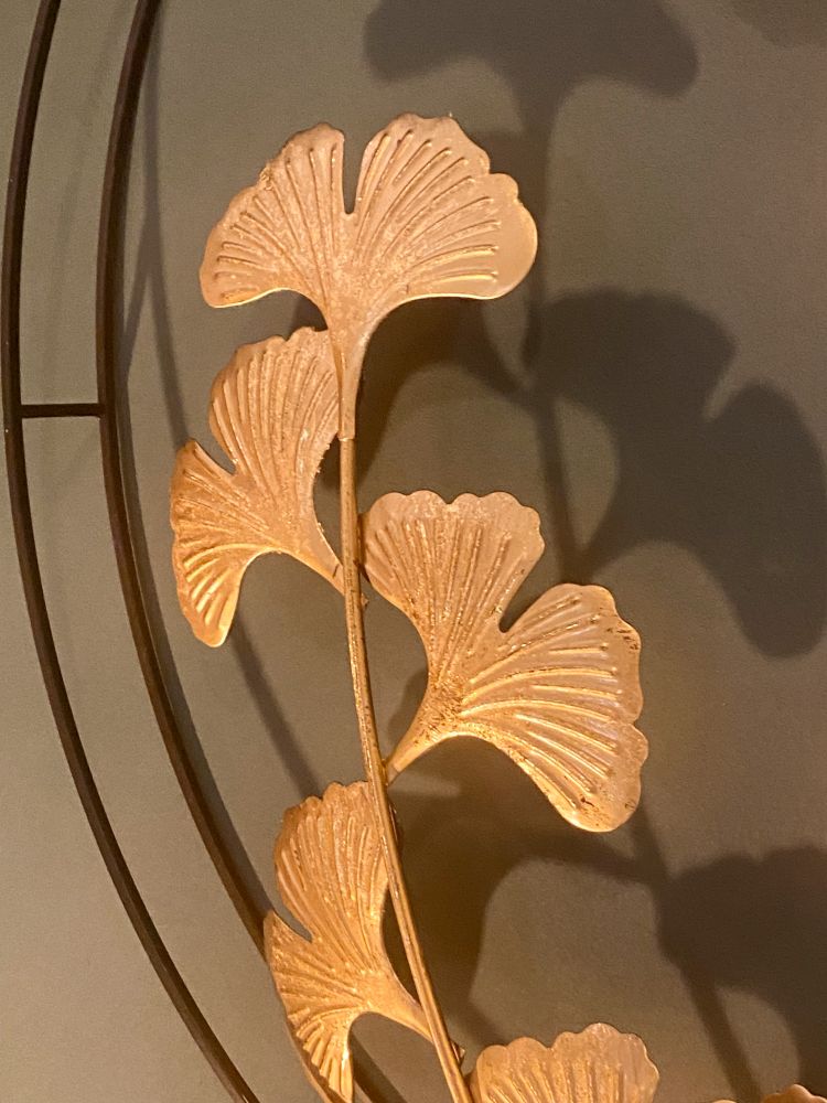 Wanddekoration Wandbild Ginkgoblatt Novey schwarz/gold / Metall