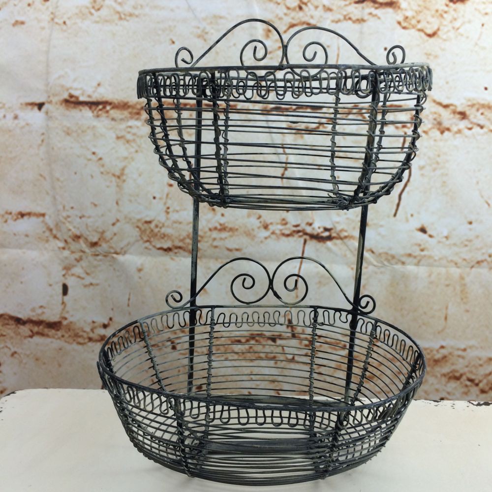 Wandregal / Wandkorb / Korb aus Draht mit 2 Körben