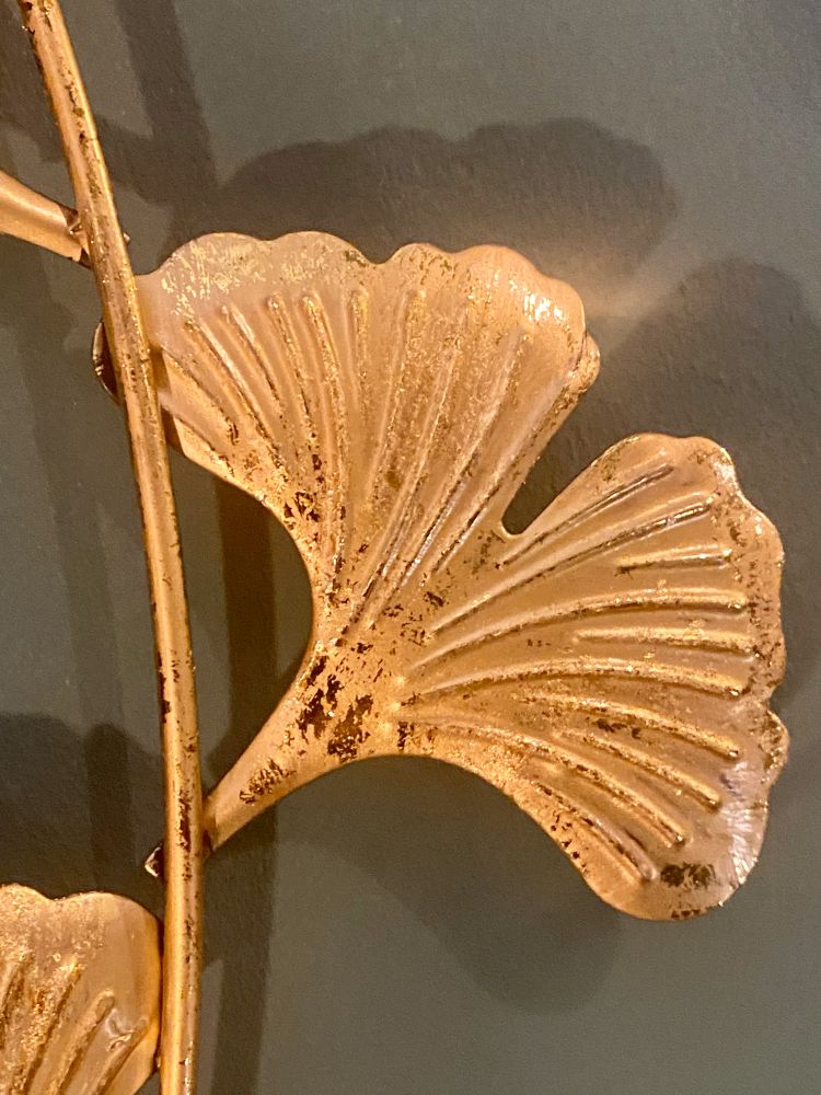 Wanddekoration Wandbild Ginkgoblatt Novey schwarz/gold / Metall