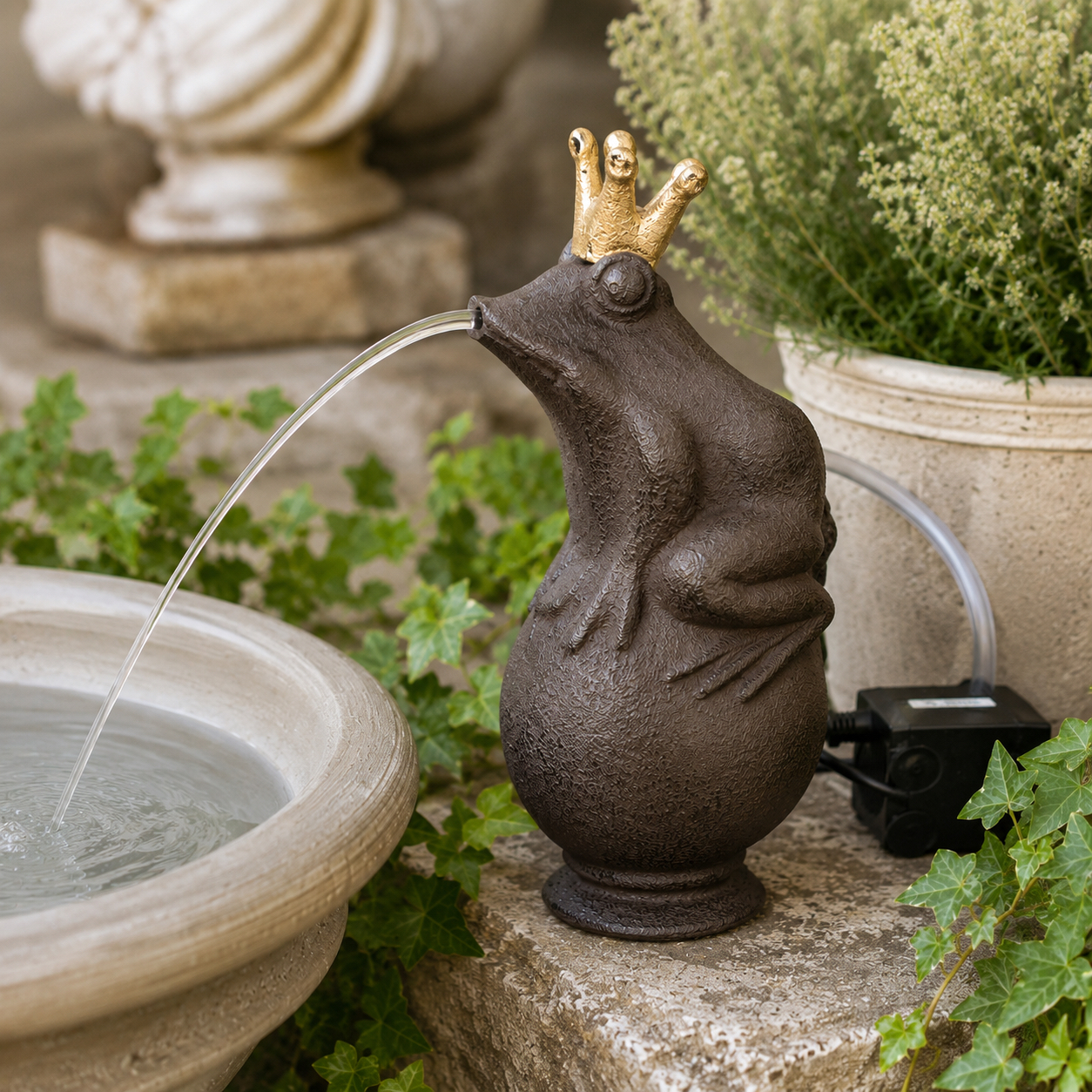 Wasserspeier „Froschkönig“ aus Gusseisen | Gartenbrunnen | 22,5 cm