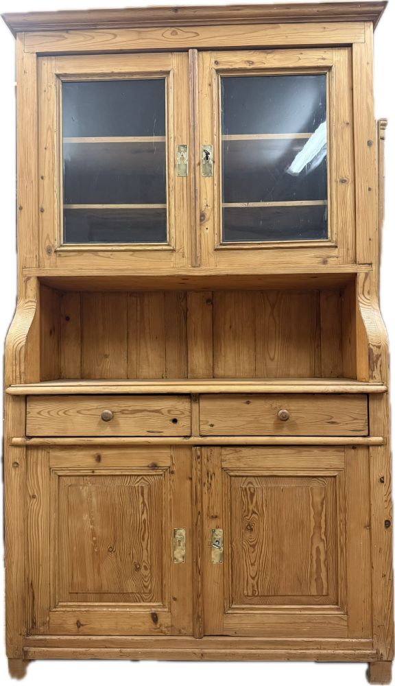 Antiker Küchenschrank um 1870 – Weichholz – gewachst – 1-teilig