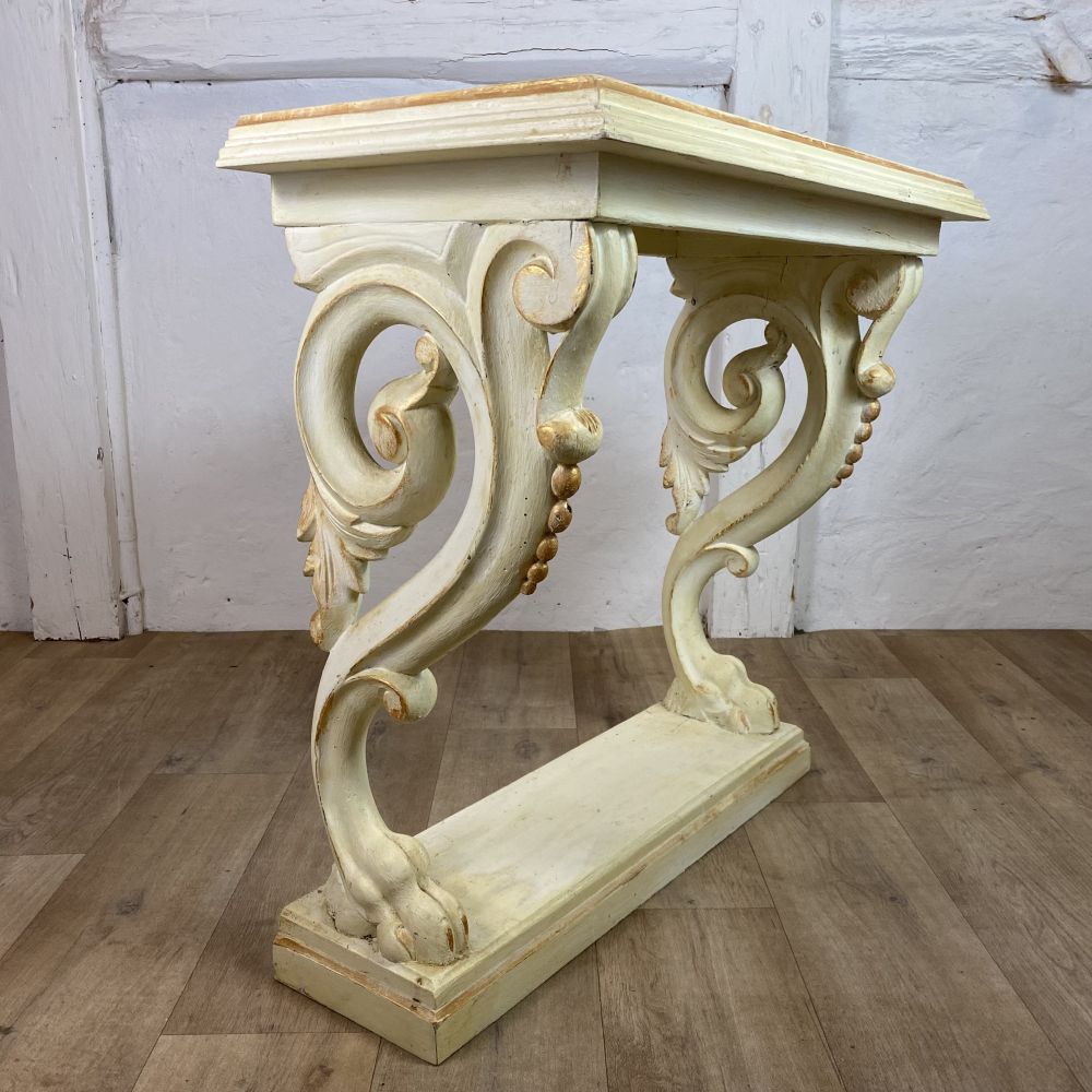 Konsolentisch / Spiegelkonsole / Shabbychic / weiss - gold mit Tatzen