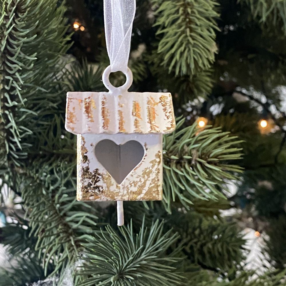 Häuschen / Klocke aus Metall / Weihnachtsbaumschmuck / Handarbeit