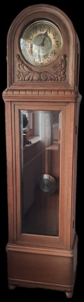 antike Standuhr um 1920 aus Eichenholz