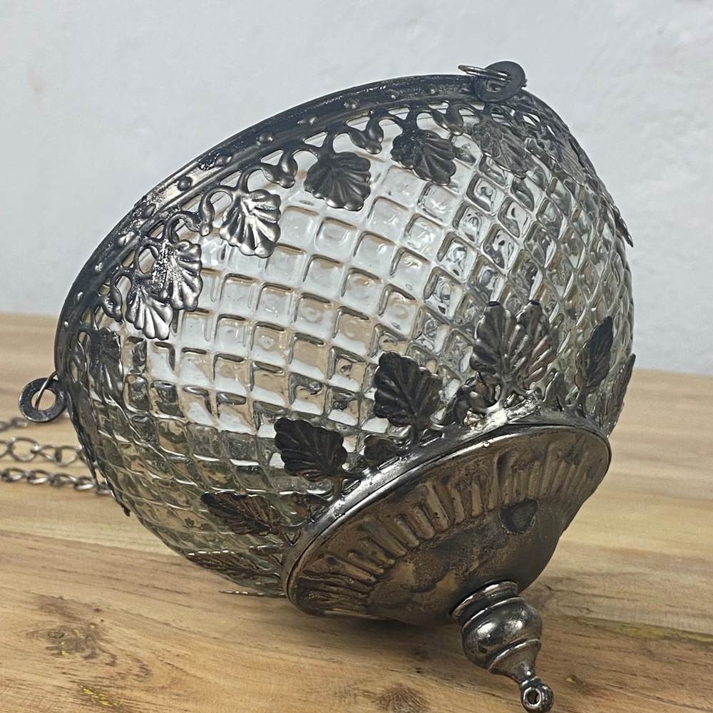 Windlicht zum hängen Glas / Metallverzierungen